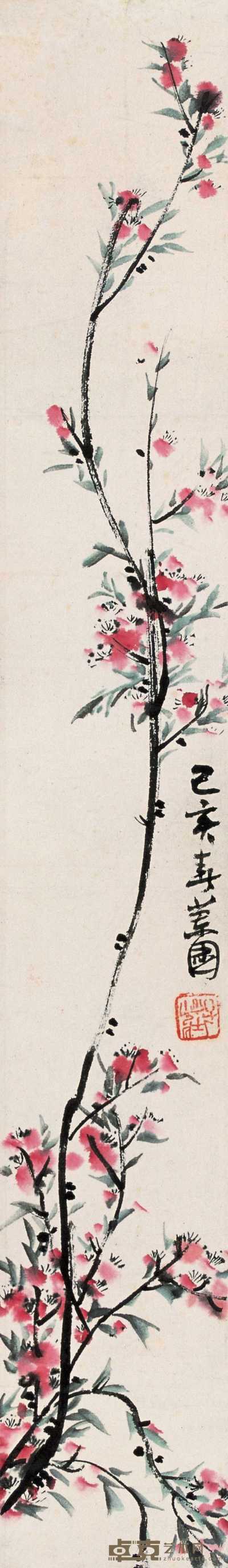 陈子庄 己亥（1959年作） 桃花 立轴 60×9cm
